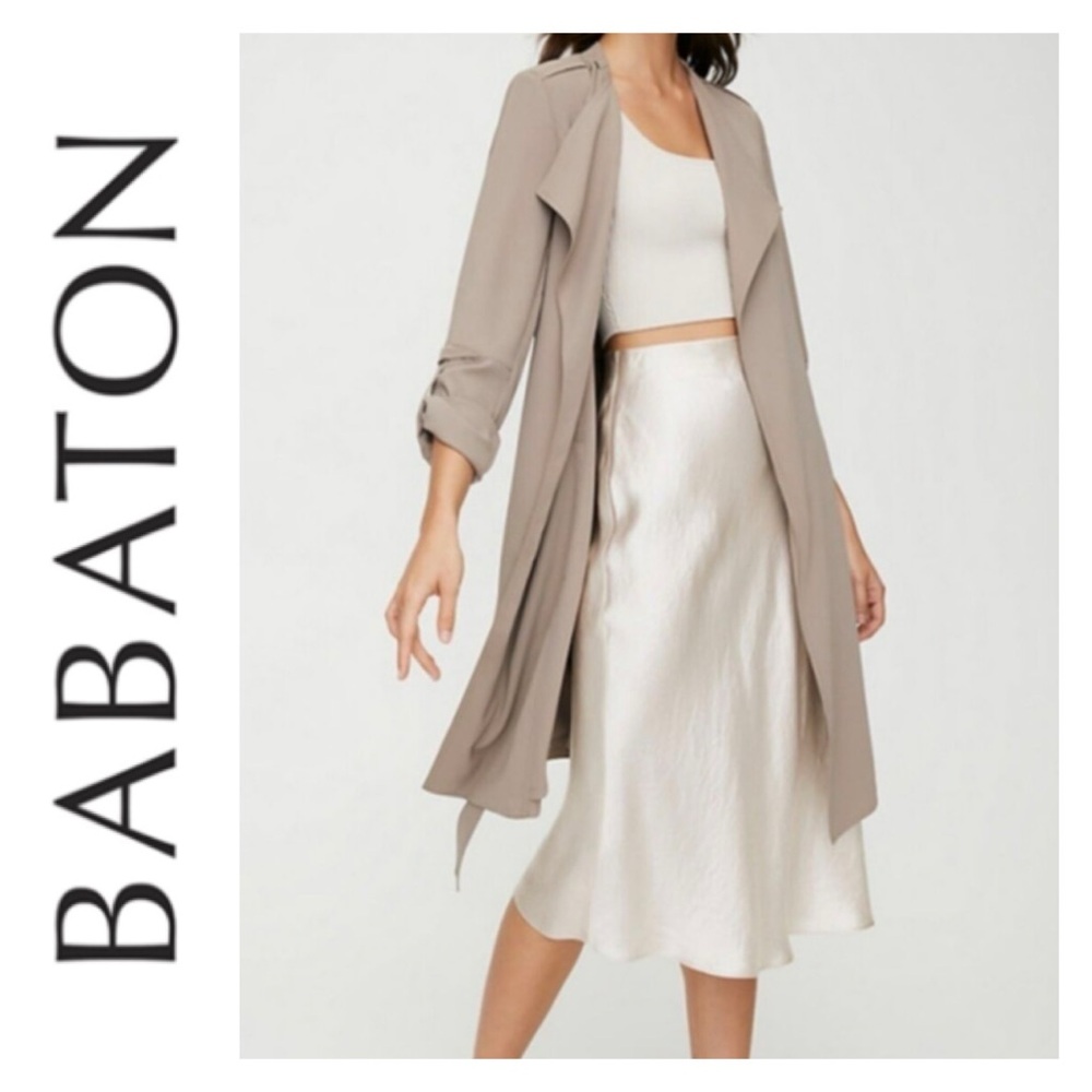 BABATON Quincy Soft Trench Jacket Drape Coat Size Medium